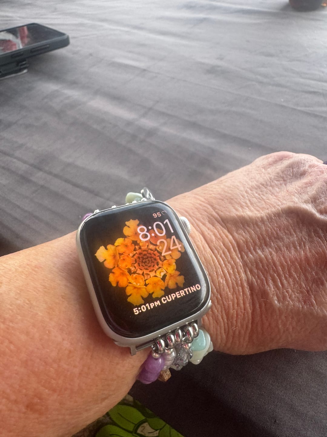 Customer photo review of Seaside Dreams Stretch Apple Watch Strap