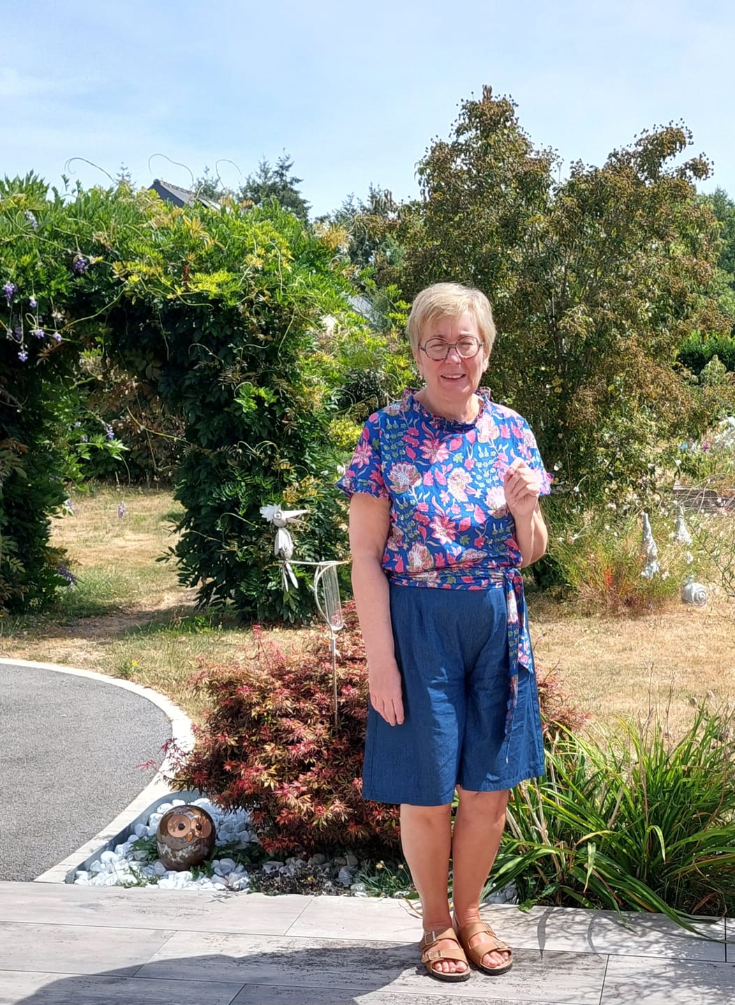 Customer photo review of Blouse Camélia – Voile de coton rosée bleue