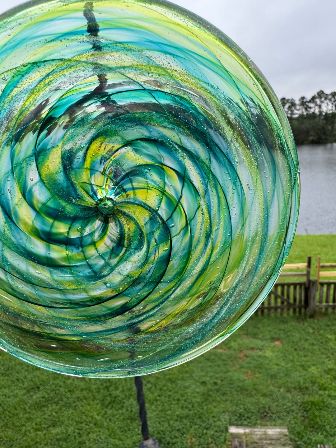Customer photo review of Glass Disc Suncatcher with Cremation Ash