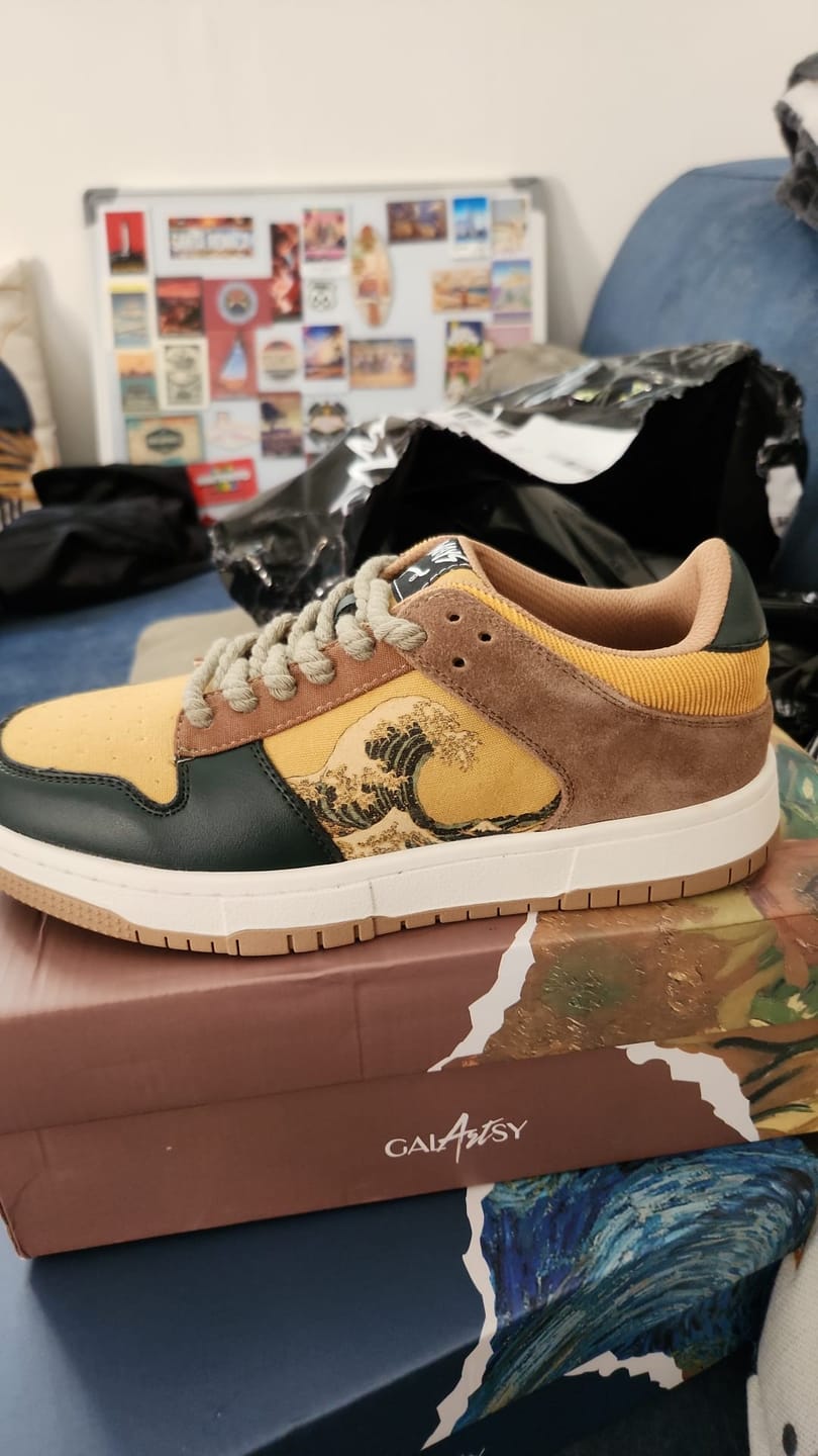 Customer photo review of The great wave off Kanagawa inspired sneakers
