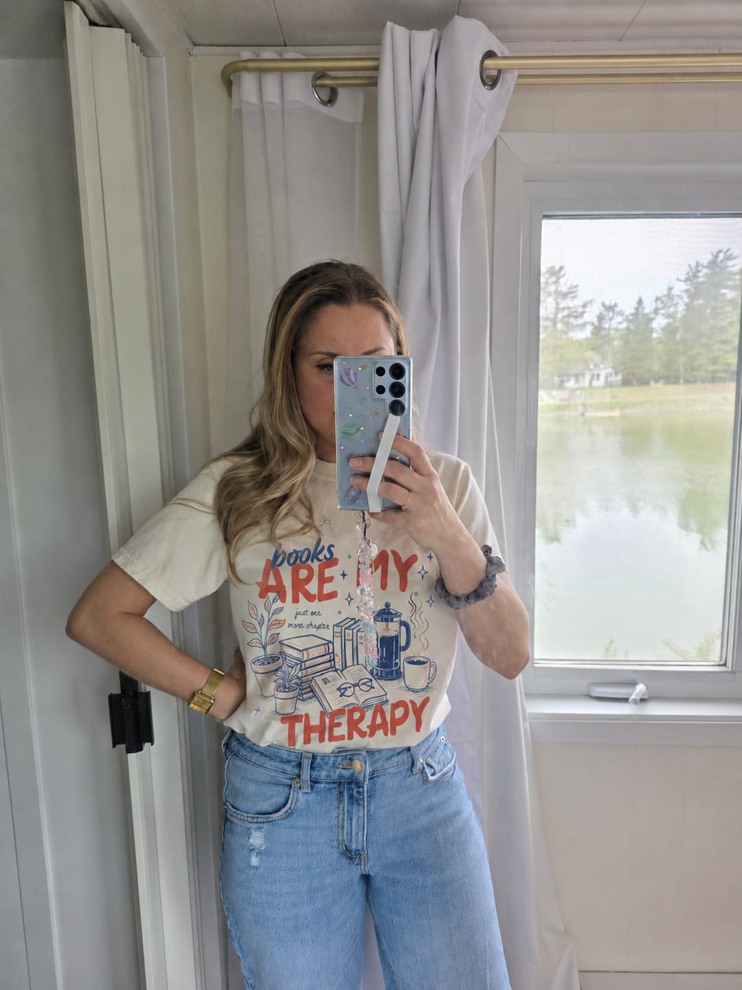 Customer photo review of Books, Coffee and Therapy T-Shirt