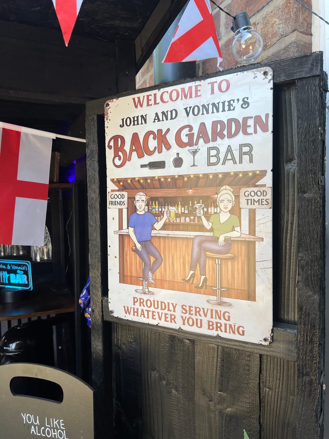 Customer photo review of Patio Where Memories Are Made And Often Forgotten In The Morning - Personalized Vertical Metal Sign
