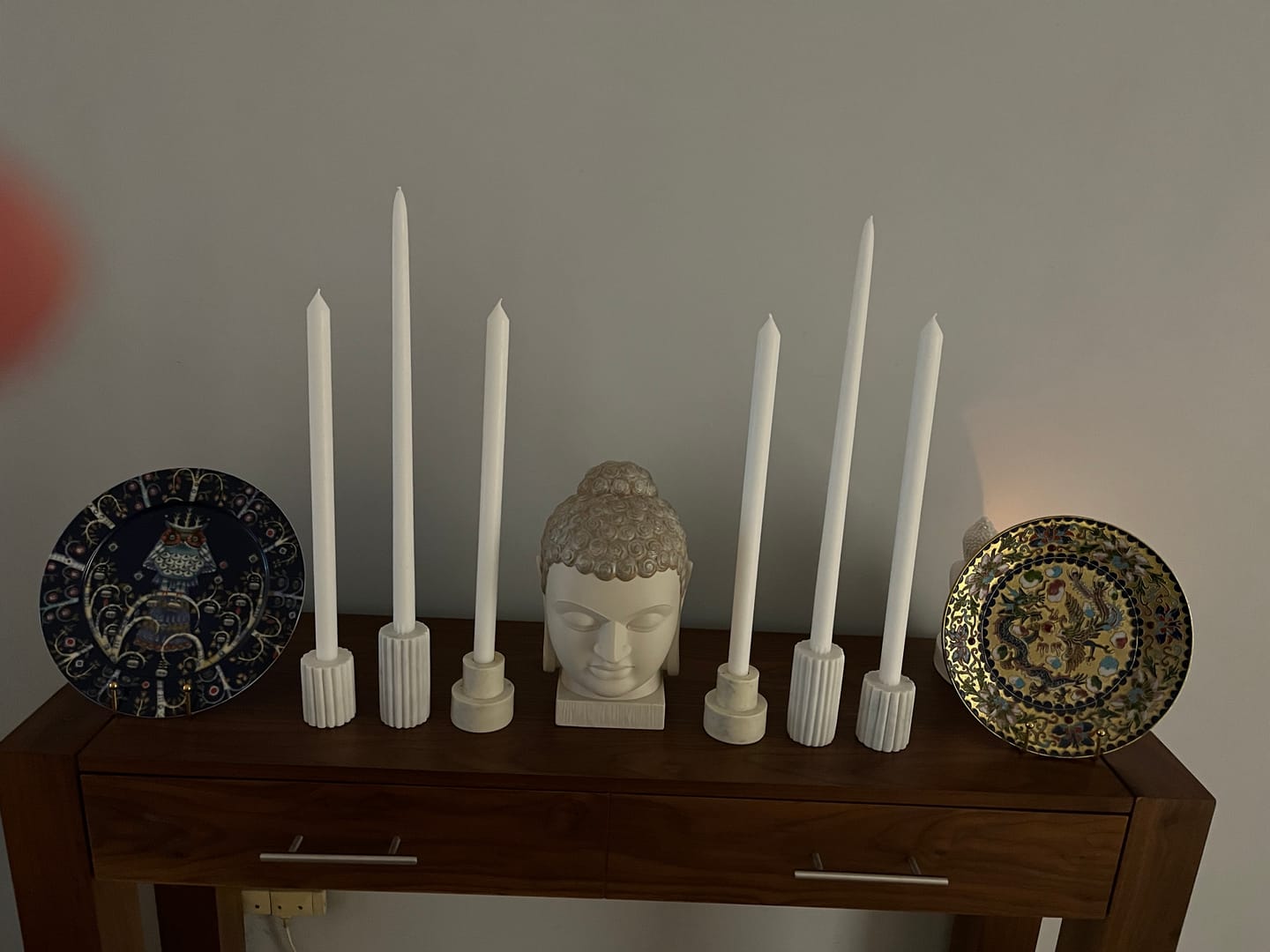 Customer photo review of White Marble Ribbed Taper Candle Holder 7x5cm
