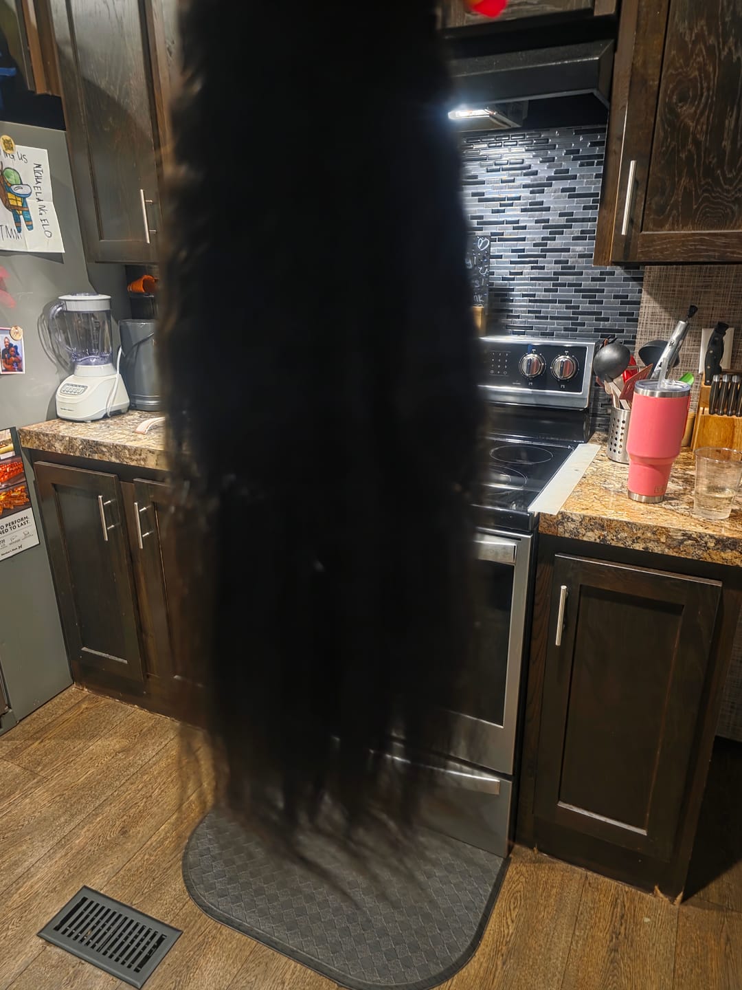 Customer photo review of Ultra Thin Genius Weft Bundle Human Hair Extensions Kinky Straight