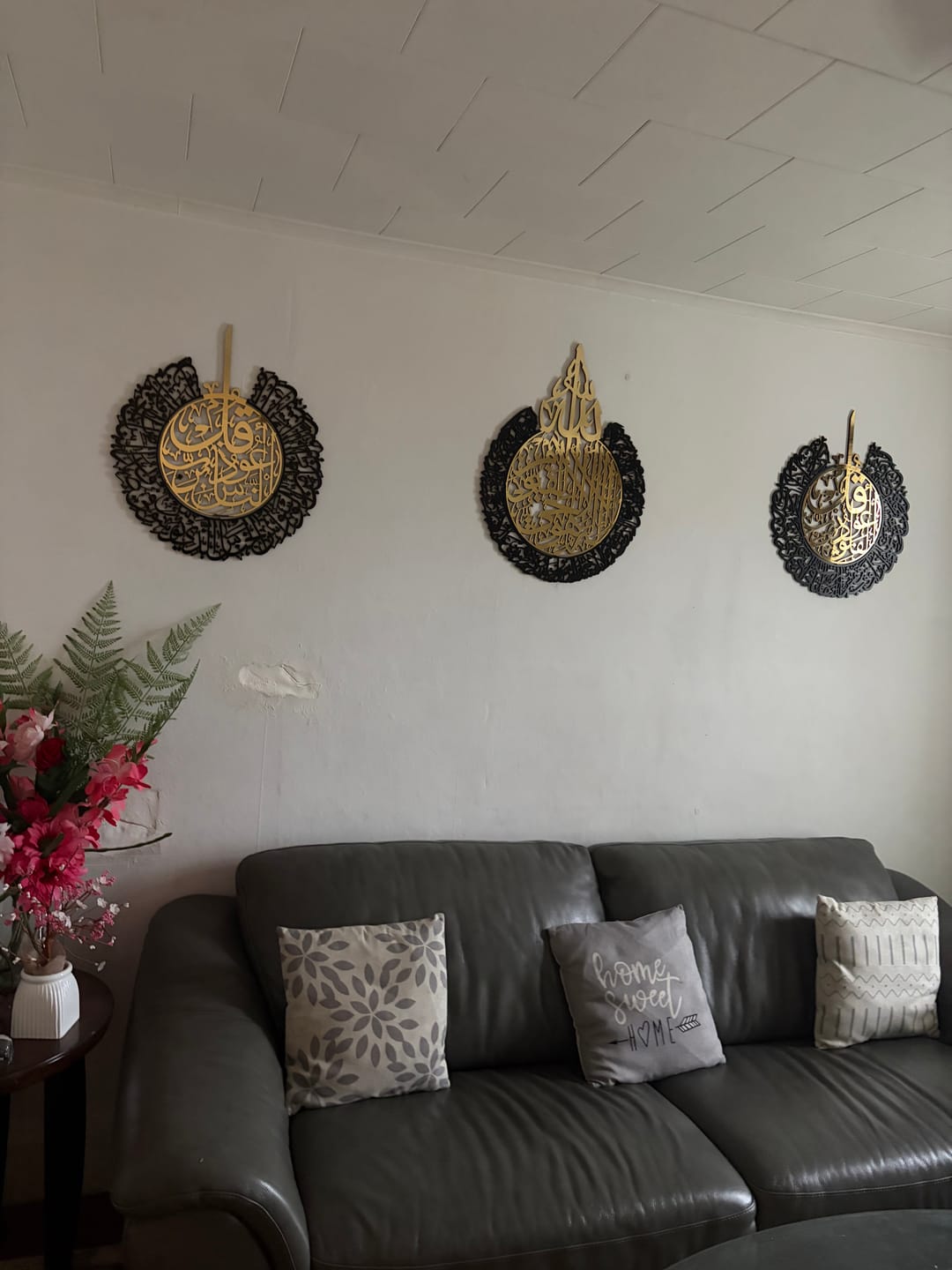 Customer photo review of Ayatul Kursi, Surah Falaq and Surah Nas Decor Set - Wooden Islamic Wall Art