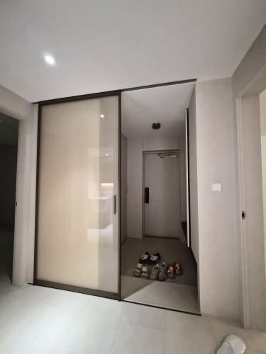 Customer photo review of Round Glass Wall Sconce With Aluminum Body And Glass Shade Single Light