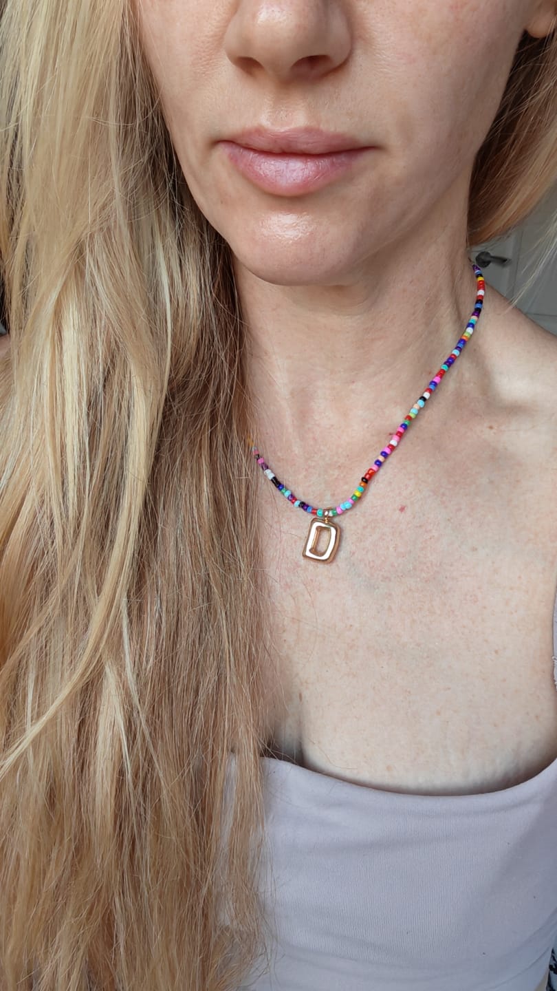 Customer photo review of Marvello Initial Necklace