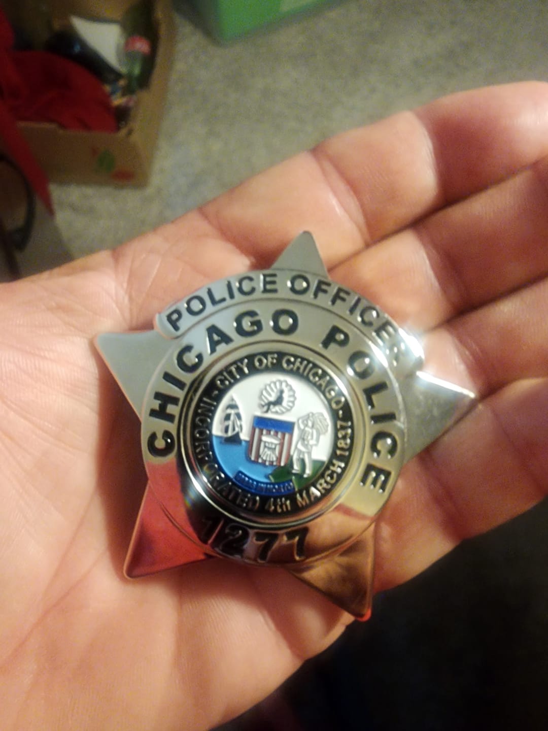 Customer photo review of Chicago Police Officer Police Badge Solid Copper Replica Movie Props With Number 2016