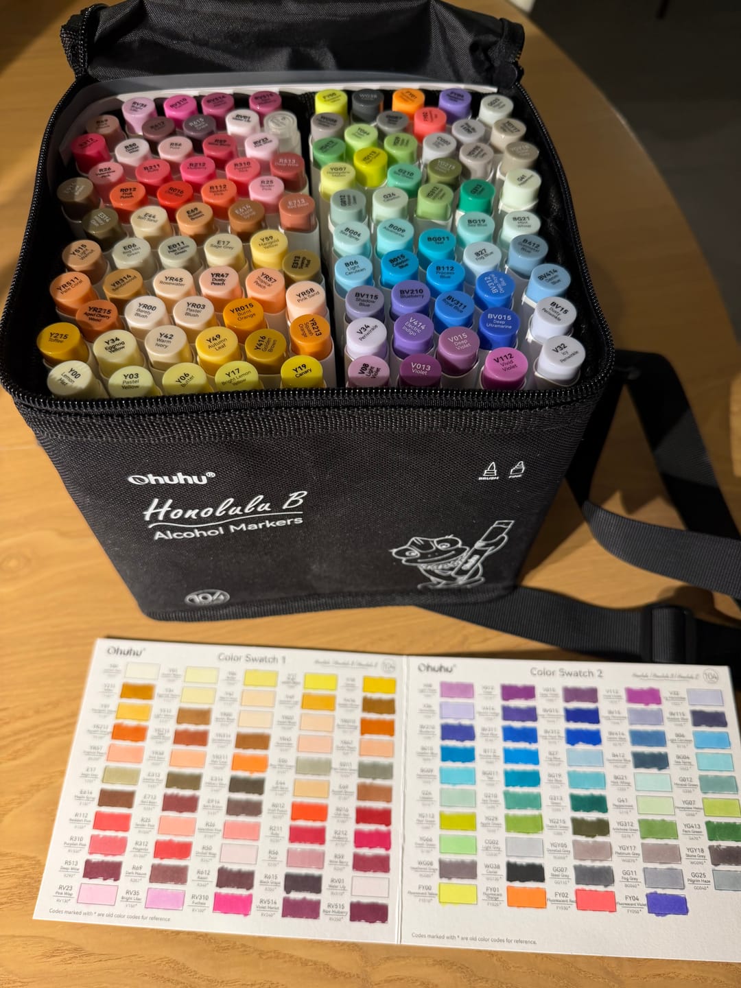 Customer photo review of Ohuhu Honolulu 104 Colors Dual Tips Alcohol Art Markers (New Color Codes)