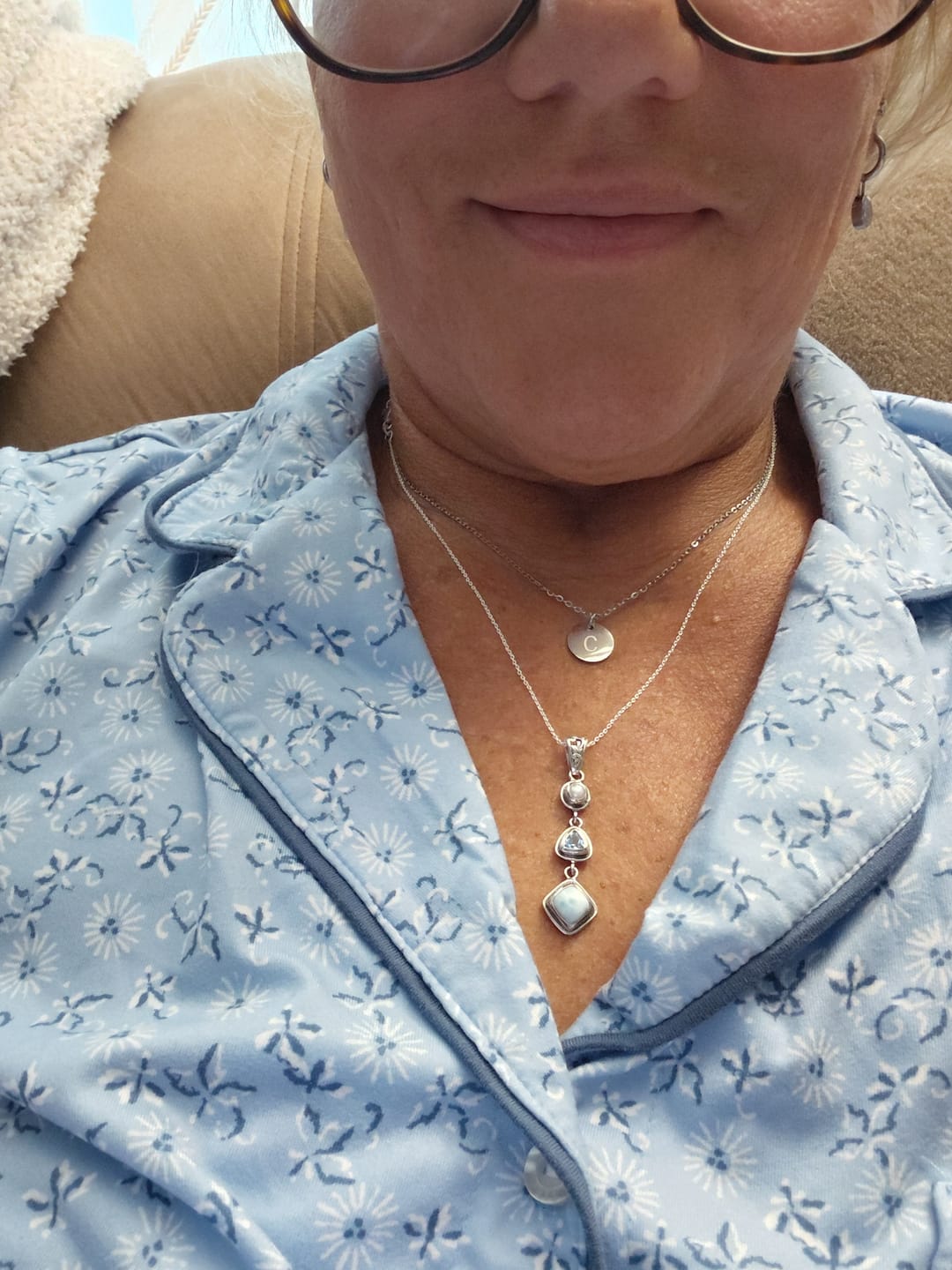 Customer photo review of Silver Larimar Necklace