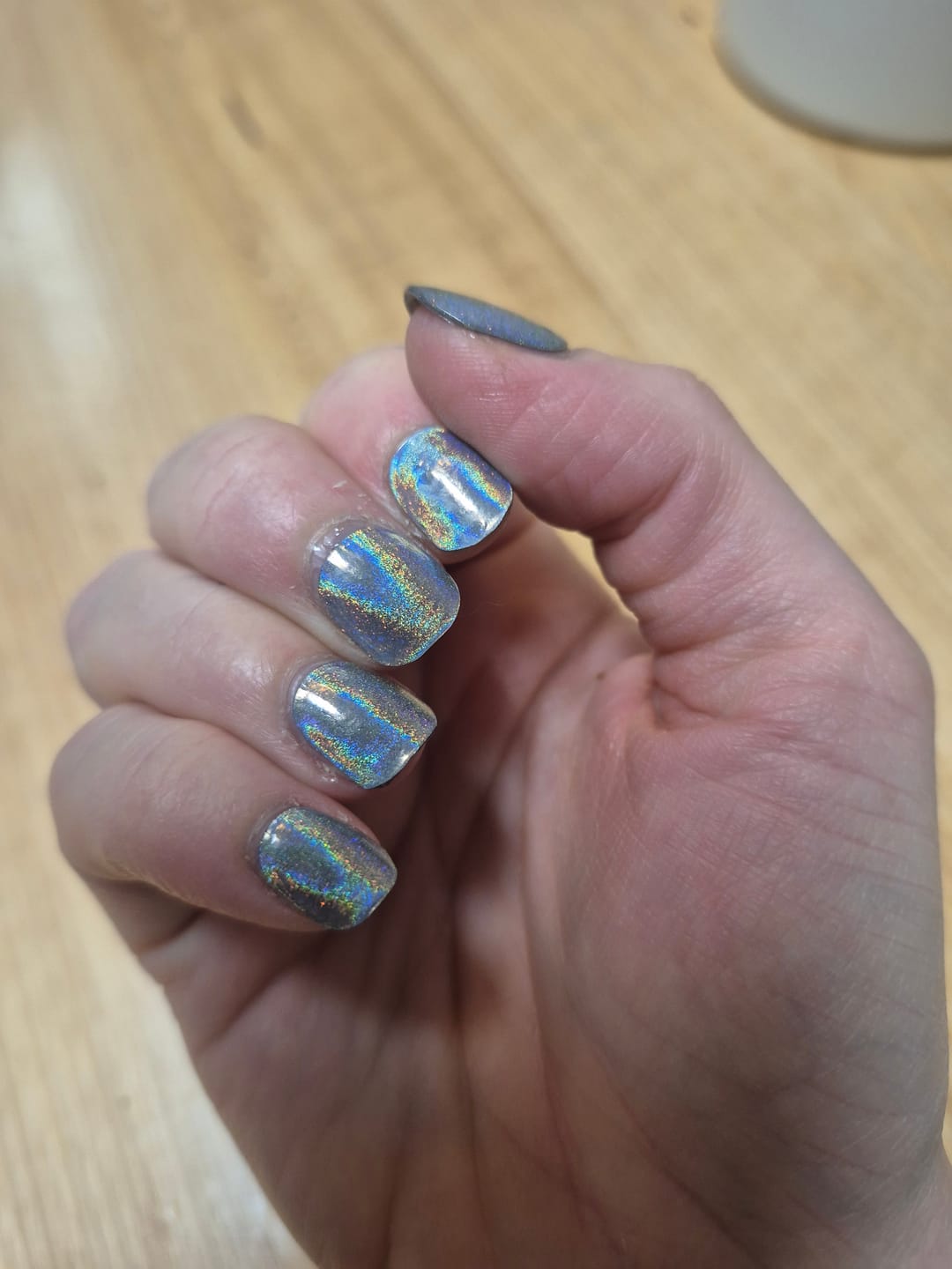 Customer photo review of Rainbow Aurora Holographic DIY Semicured Gel Nail Sticker Kit