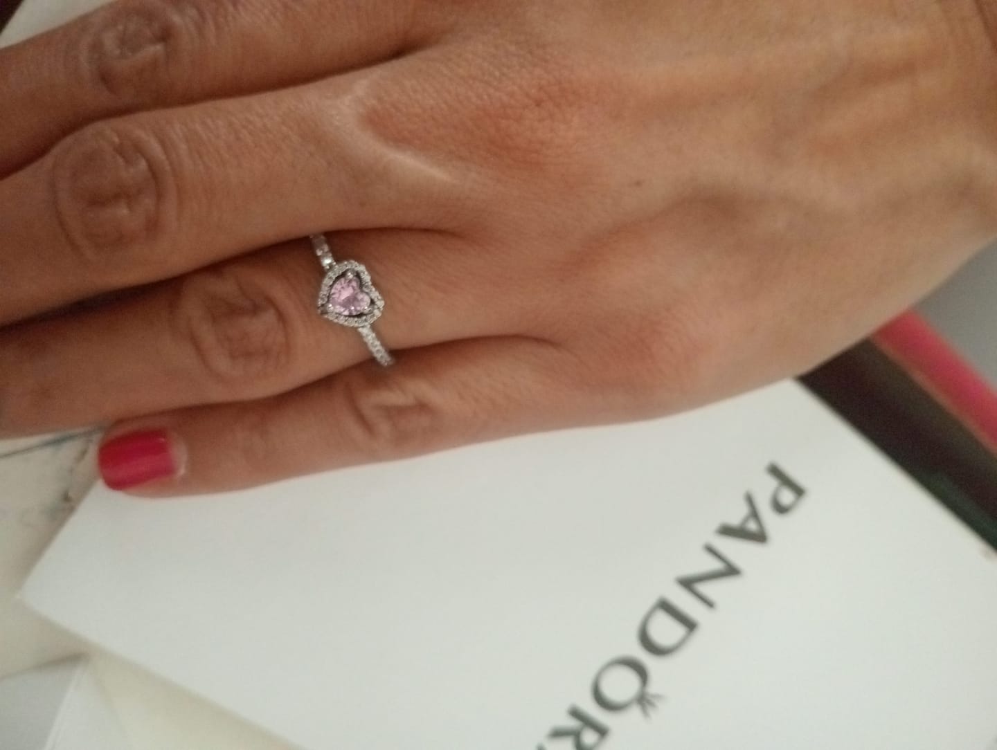 Customer photo review of ANILLO PROMESA CORAZON ELEVADO PLATEADO ROSA PLATA .925 + KIT DE REGALO