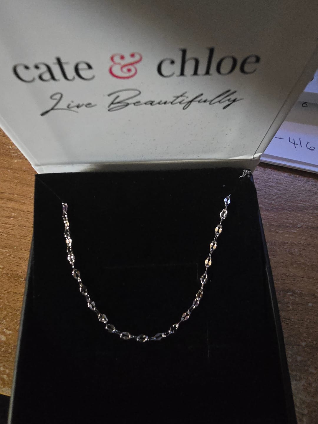 Customer photo review of Raegan 18k White Gold Plated Stacking Necklace Chain