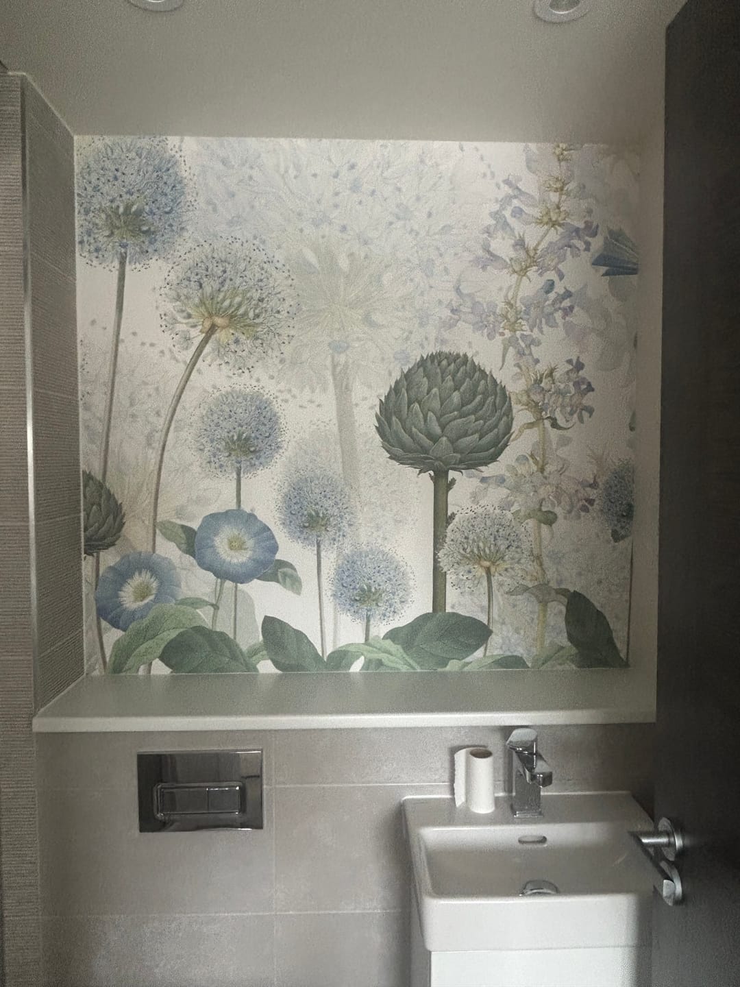 Customer photo review of Blue Wild Meadow - Blue, Green and White Watercolour Floral Wallpaper Mural