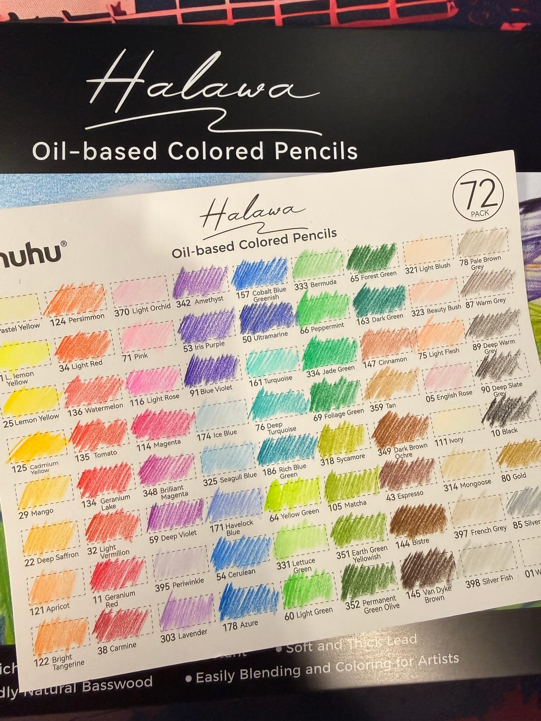 Customer photo review of Ohuhu Halawa Series 72 Colors Oil-based Colored Pencils