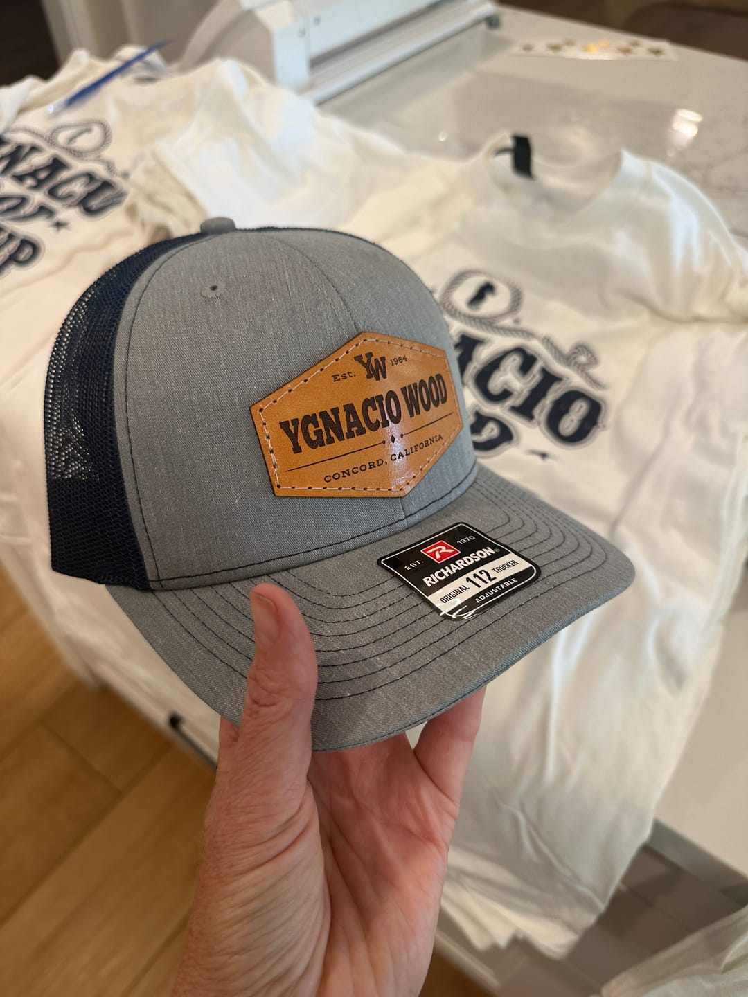 Customer photo review of Traditional Trucker 112 - Custom Leather Patch Hat