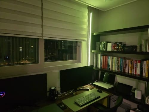 Customer photo review of Nordic Inspired Multicolor LED Floor Lamp With Remote Dimmer