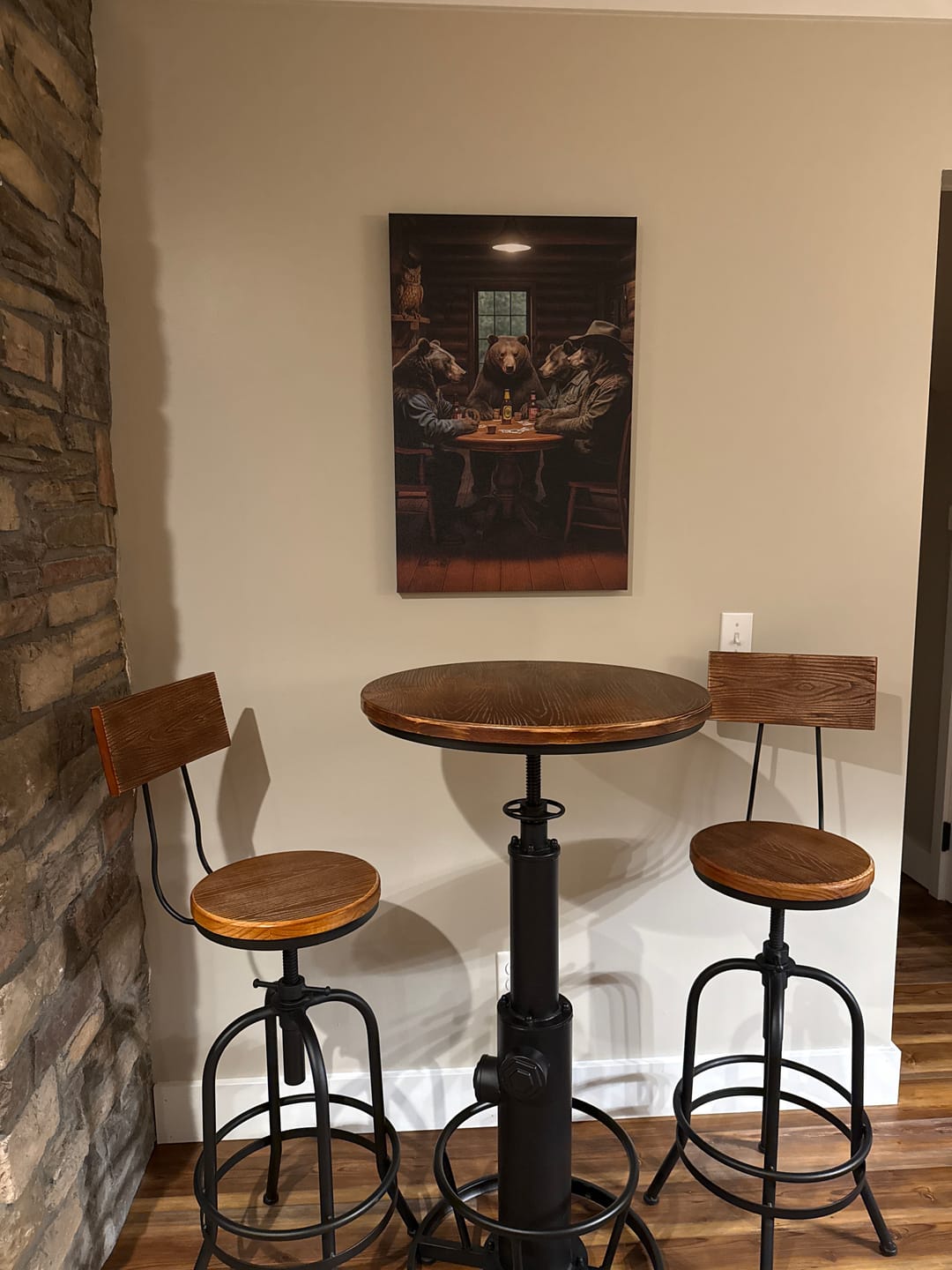 Customer photo review of Bears Playing Poker Wall Art Canvas – Funny Cabin Decor Canvas Print for Bar & Man Cave