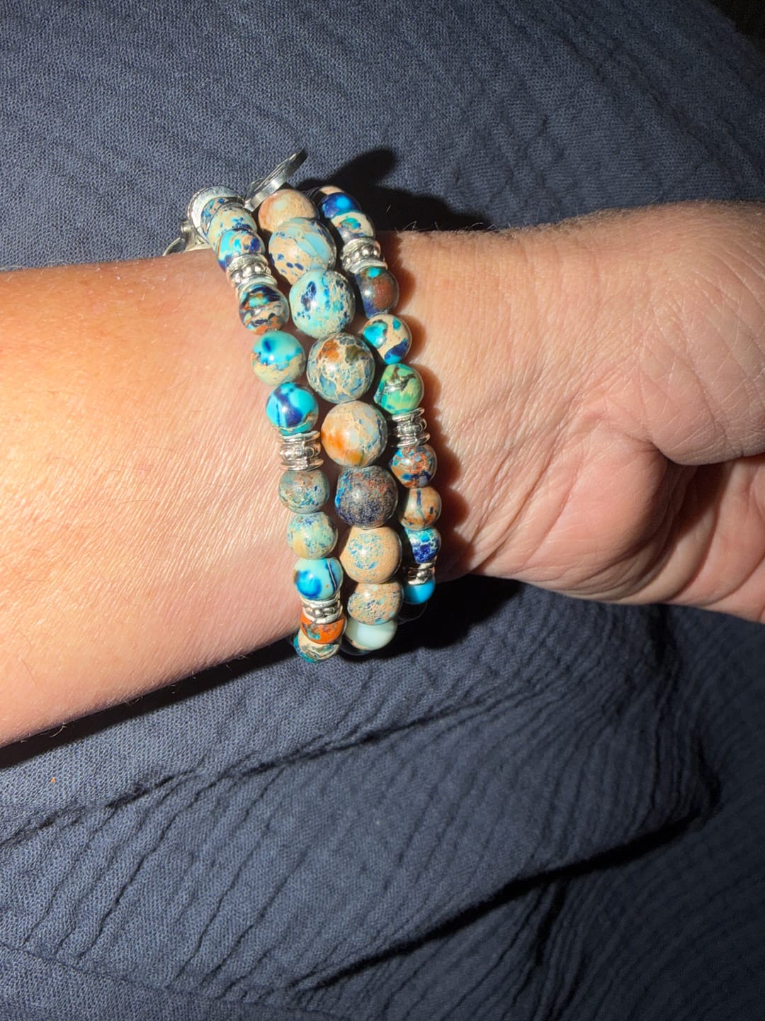 Customer photo review of Imperial Jasper Stretch Apple Watch Strap