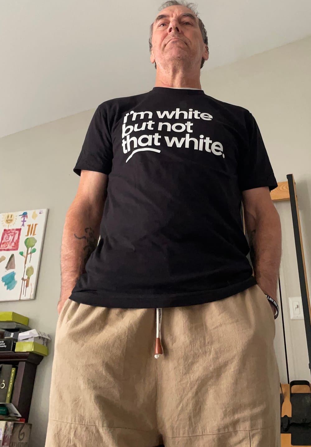 Customer photo review of I’m white but not that white Unisex Tee