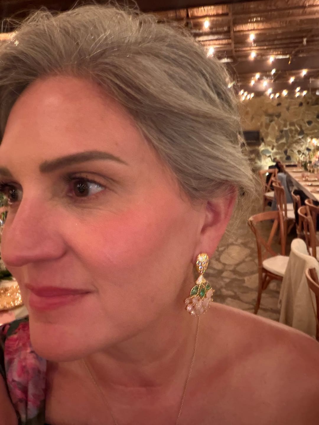 Customer photo review of Blush Vine Drop Earrings