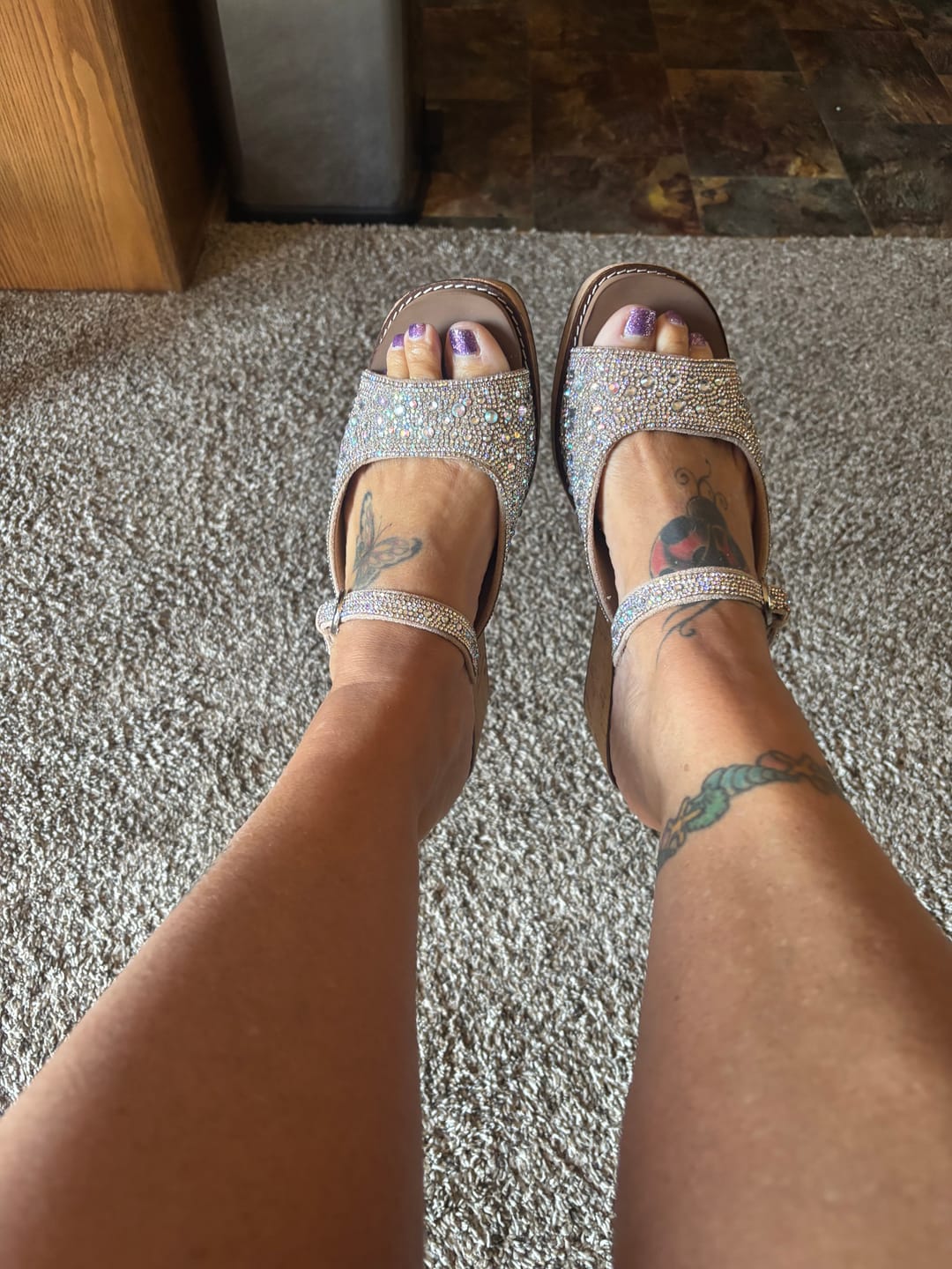 Customer photo review of Corky's Rhinestone Treat Yourself Wedges
