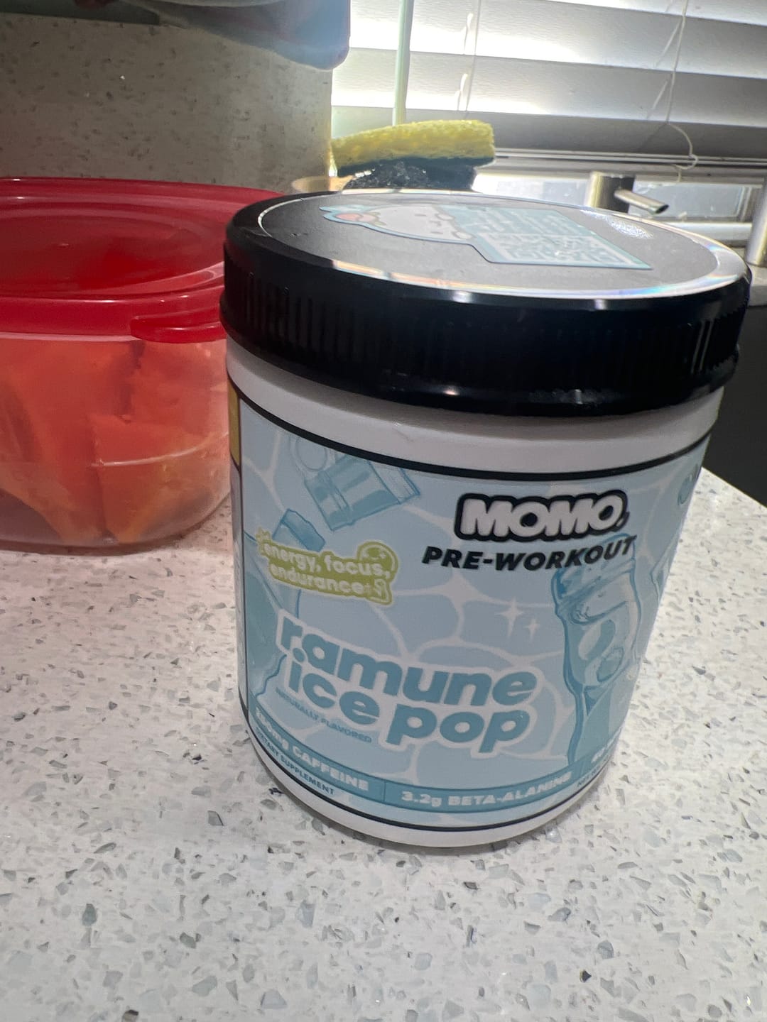 Customer photo review of MOMO® pre-workout | Ramune Ice Pop | 40 scoops