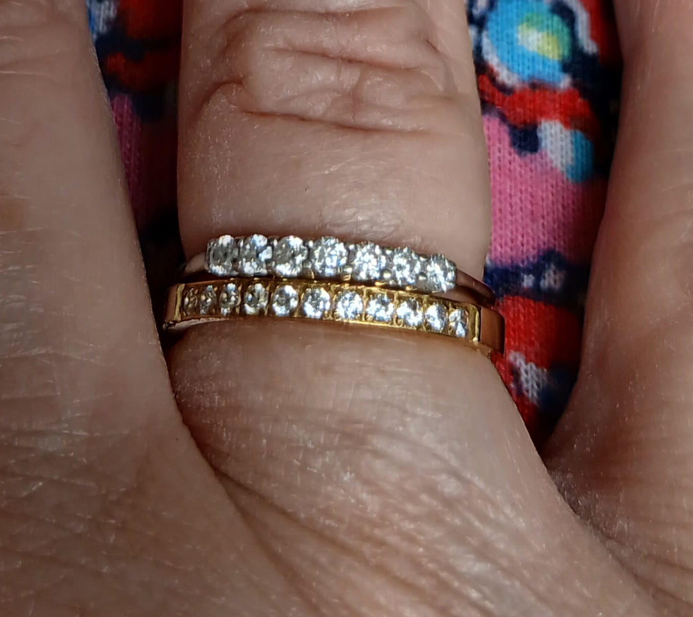 Customer photo review of 2mm Gold Half Glitz Eternity Ring | Cubic Zirconia Stacking Ring