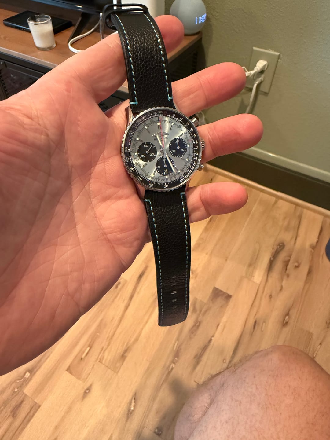 Customer photo review of Leather - Contrast Stitch Black with Light Blue