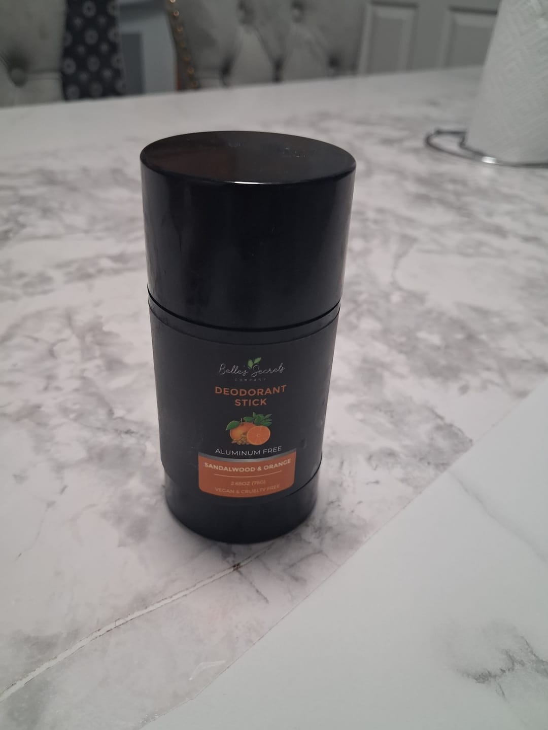 Customer photo review of Sandalwood & Orange Deodorant