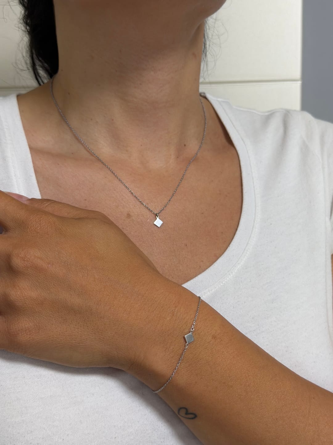 Customer photo review of Rhombus Necklace