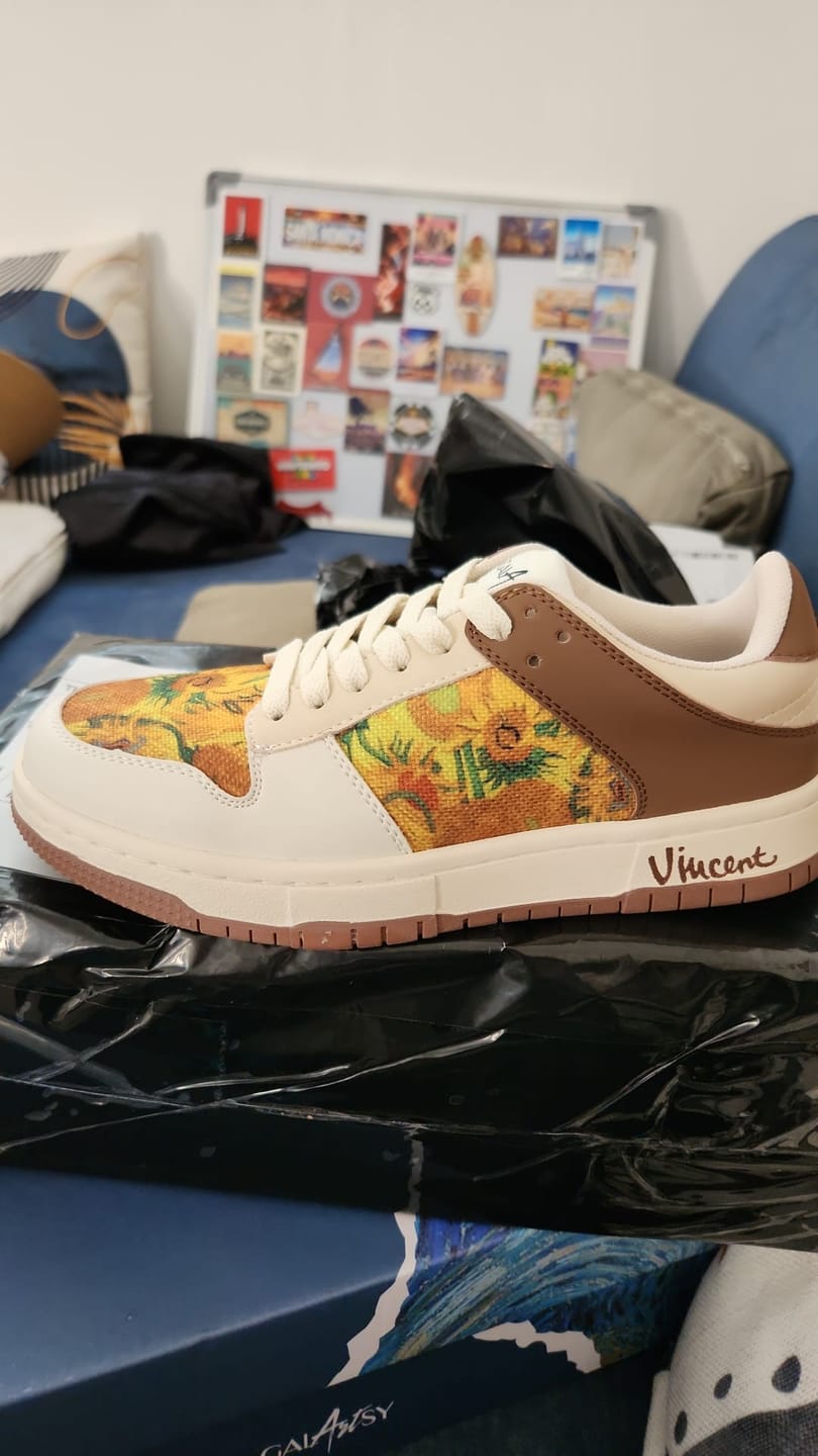 Customer photo review of Van Gogh Sunflowers inspired sneakers