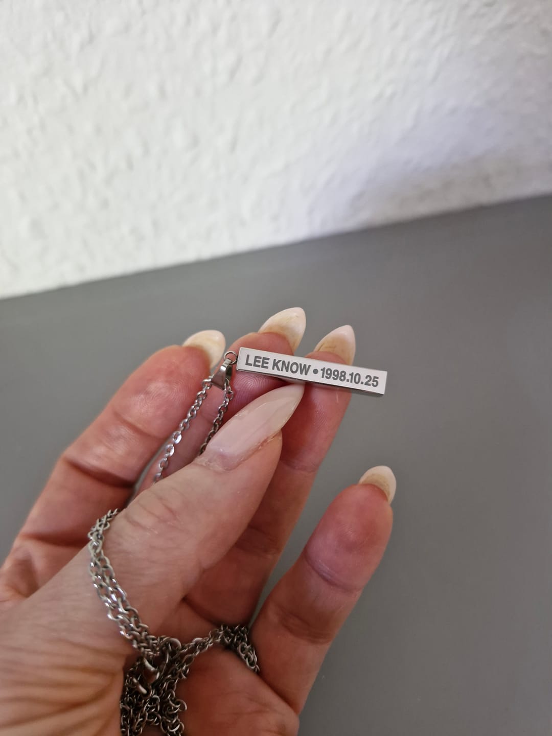 Customer photo review of Cool Versatile Name Square Vertical Bar Necklace