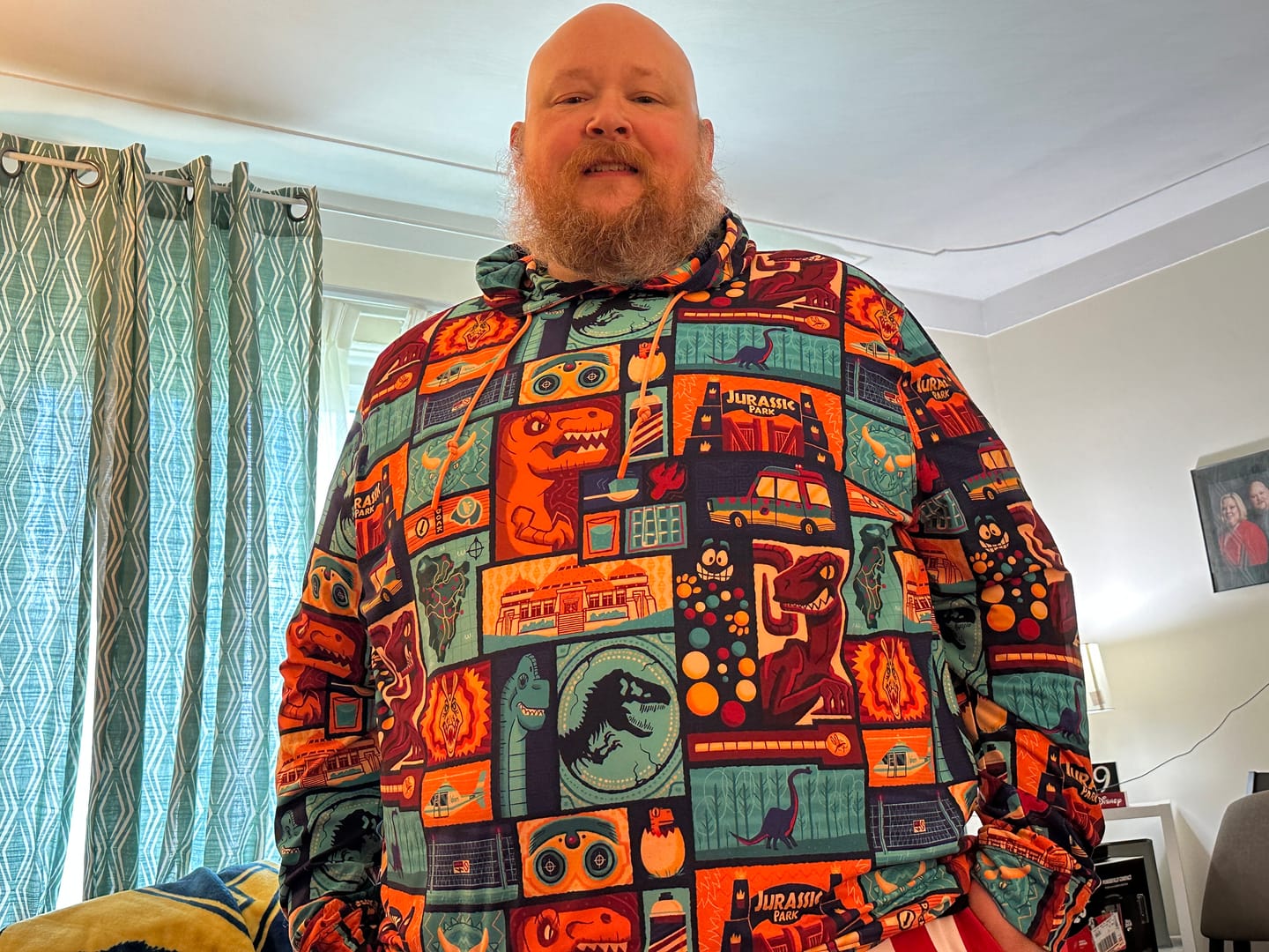 Customer photo review of Jurassic Park "Tiki Finds a Way" – Performance Hoodie