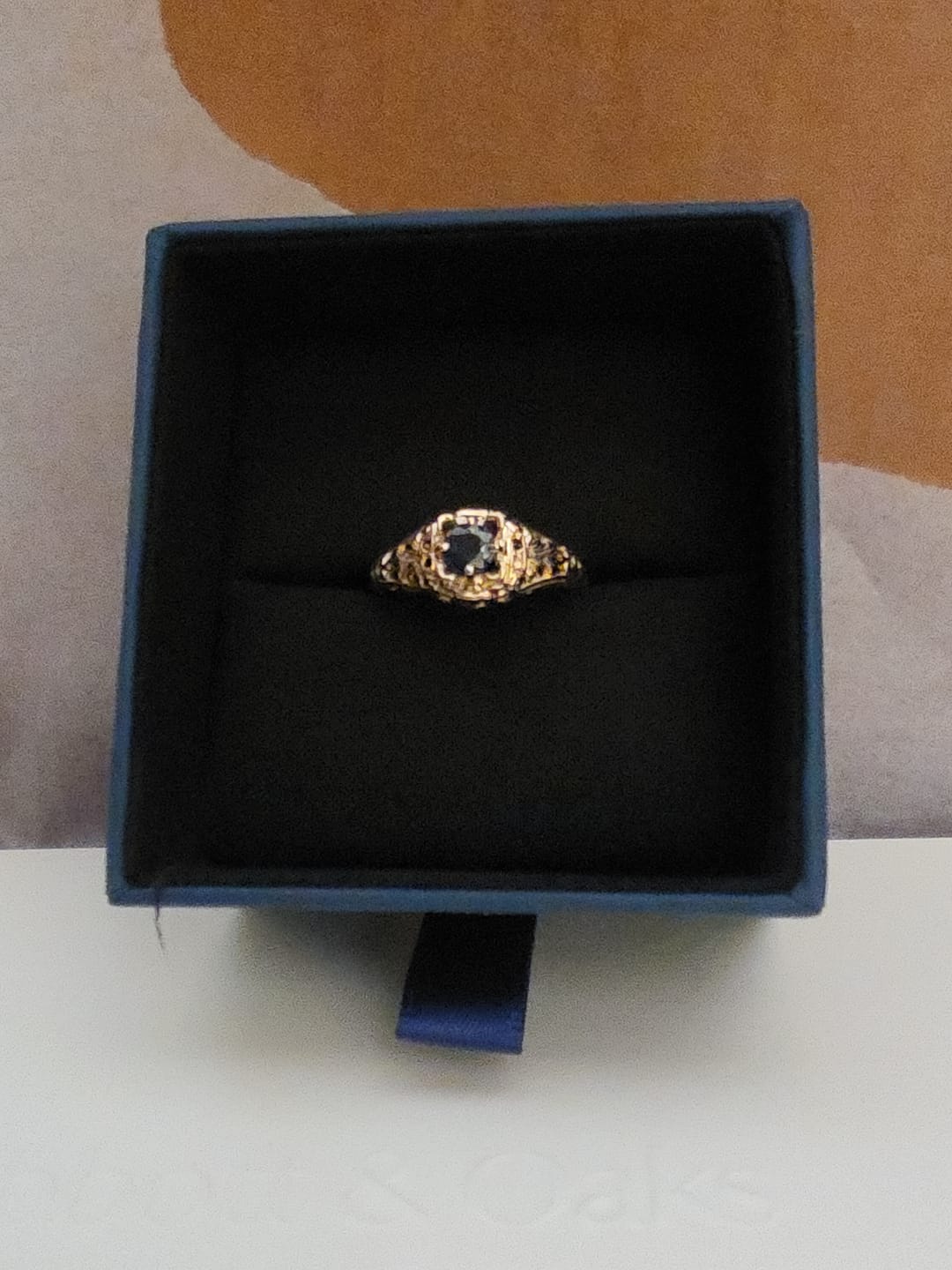 Customer photo review of Vintage 14k Yellow Gold Blue Sapphire Detailed Openwork Shoulder Ring 7.75