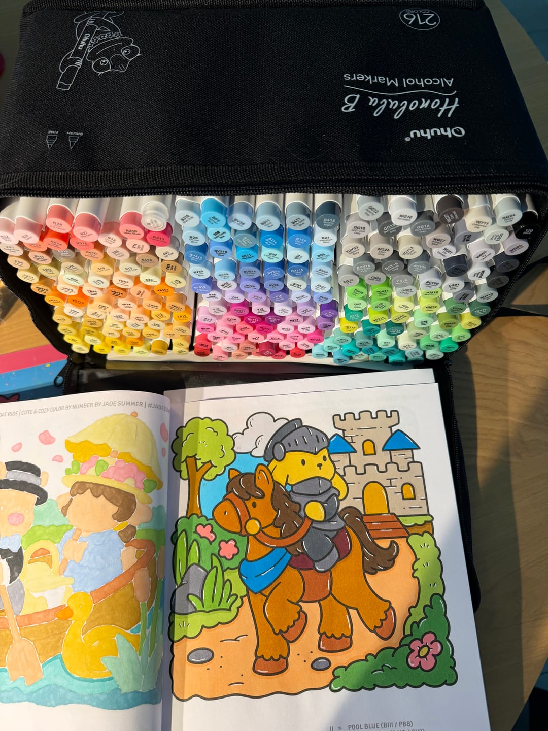 Customer photo review of Ohuhu Honolulu 216 Colors Dual Tips Alcohol Art Markers (New Color Codes)