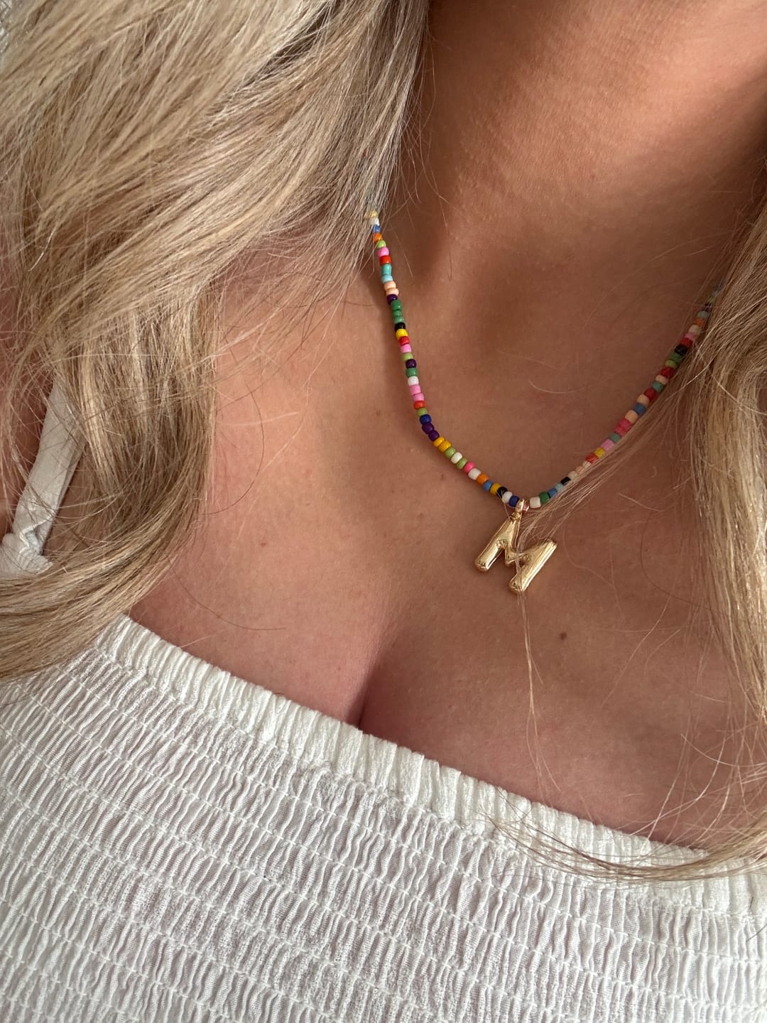 Customer photo review of Marvello Initial Necklace