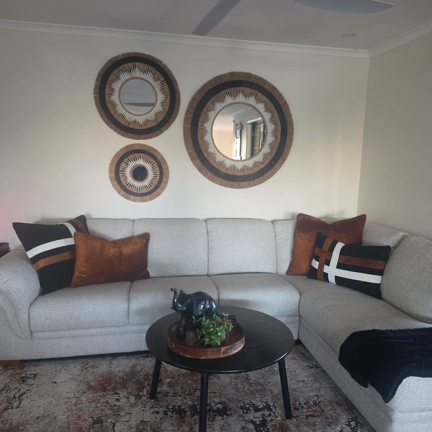 Customer photo review of Velvet Flange Toffee Bespoke Handmade Velvet Lumbar Cushion