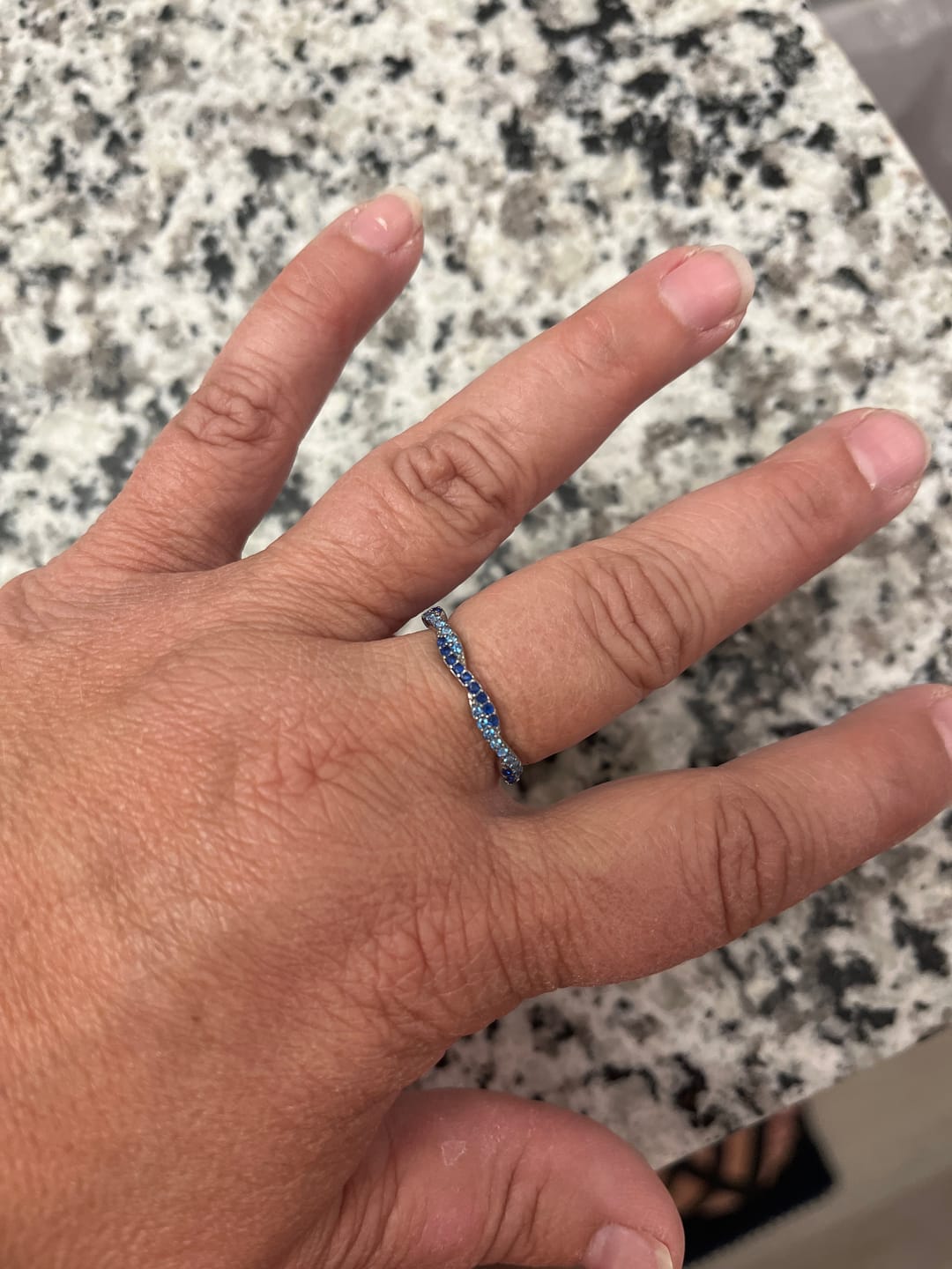 Customer photo review of Custom Wavy Birthstone Promise Ring