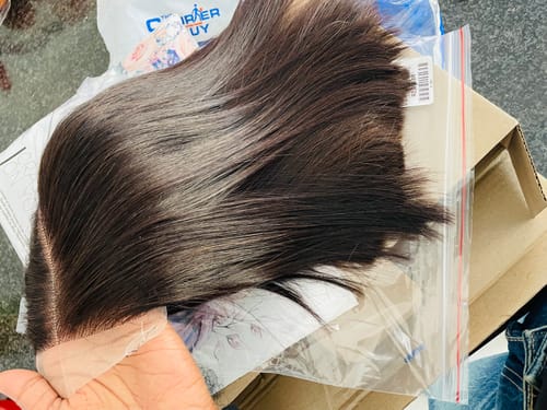 Customer photo review of DONOR Vietnamese SDD Bone Straight Glueless 5X5 10" Wig