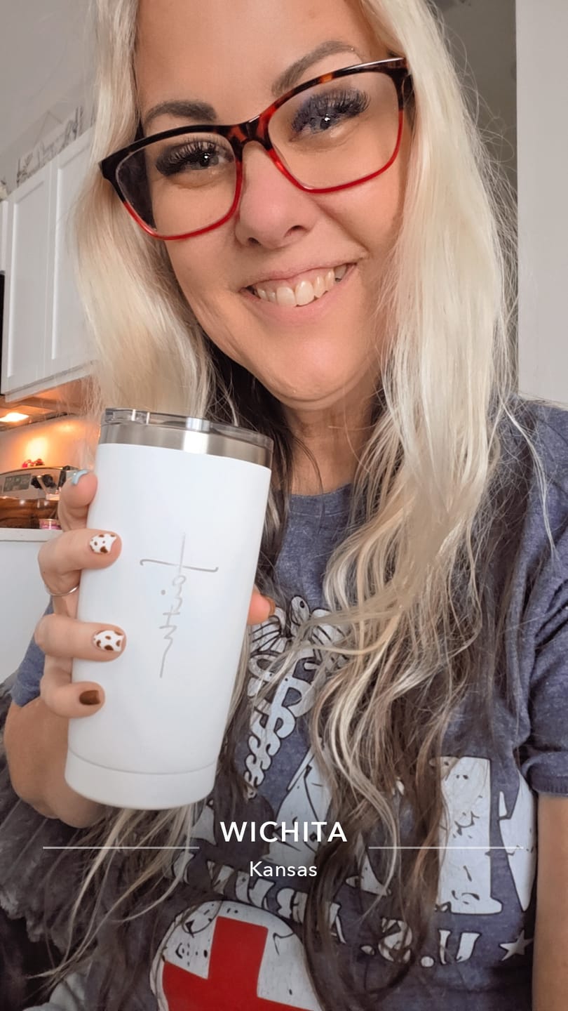 Customer photo review of 20 OZ Soft Matte Faith Tumbler