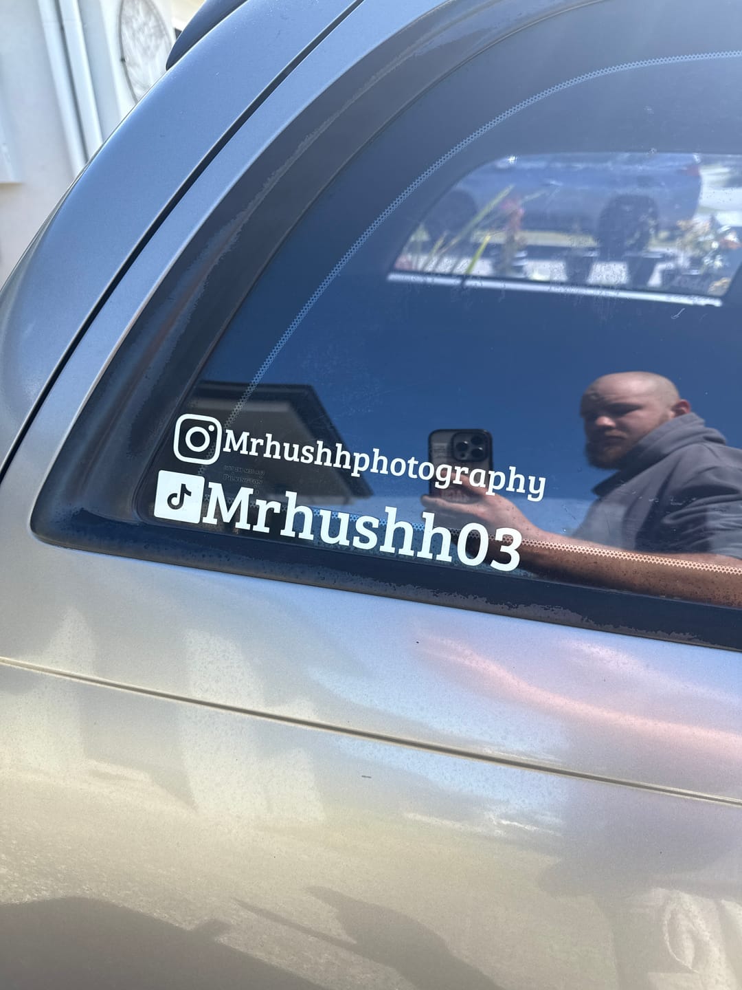 Customer photo review of Custom Social Media Handle Sticker