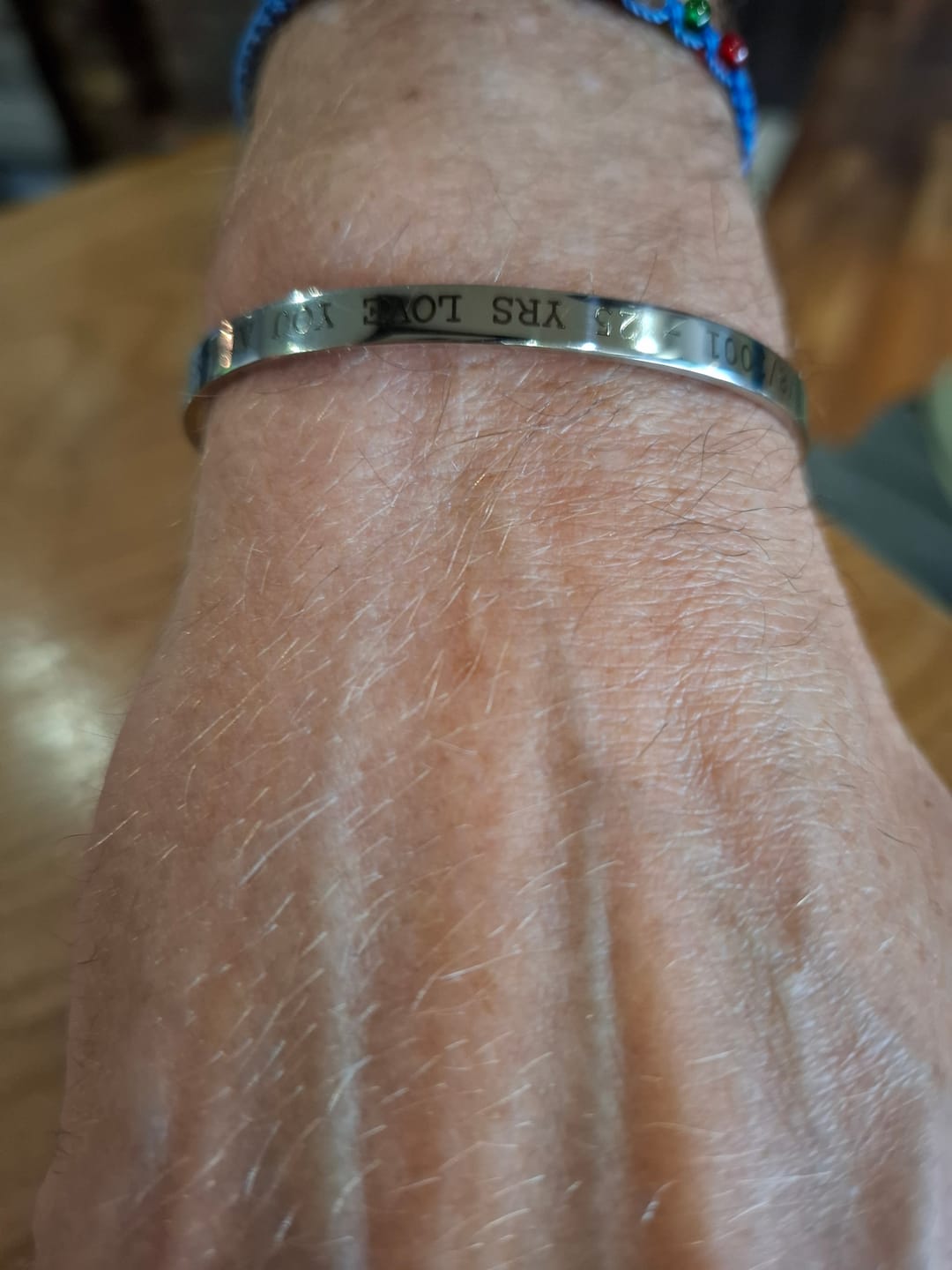 Customer photo review of Silver Personalised Cuff Bracelet
