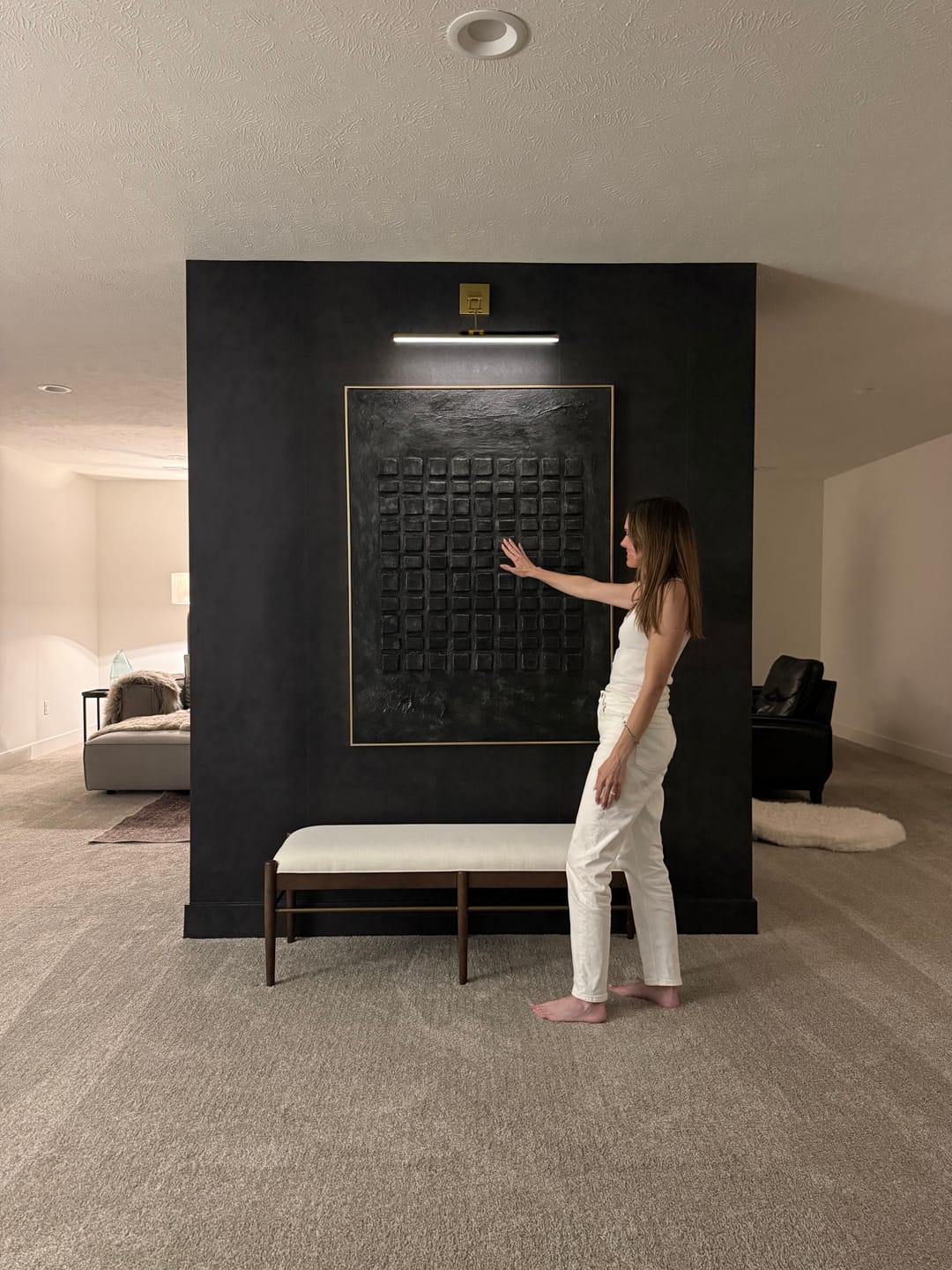 Customer photo review of Obsidian Grid Relief Painting