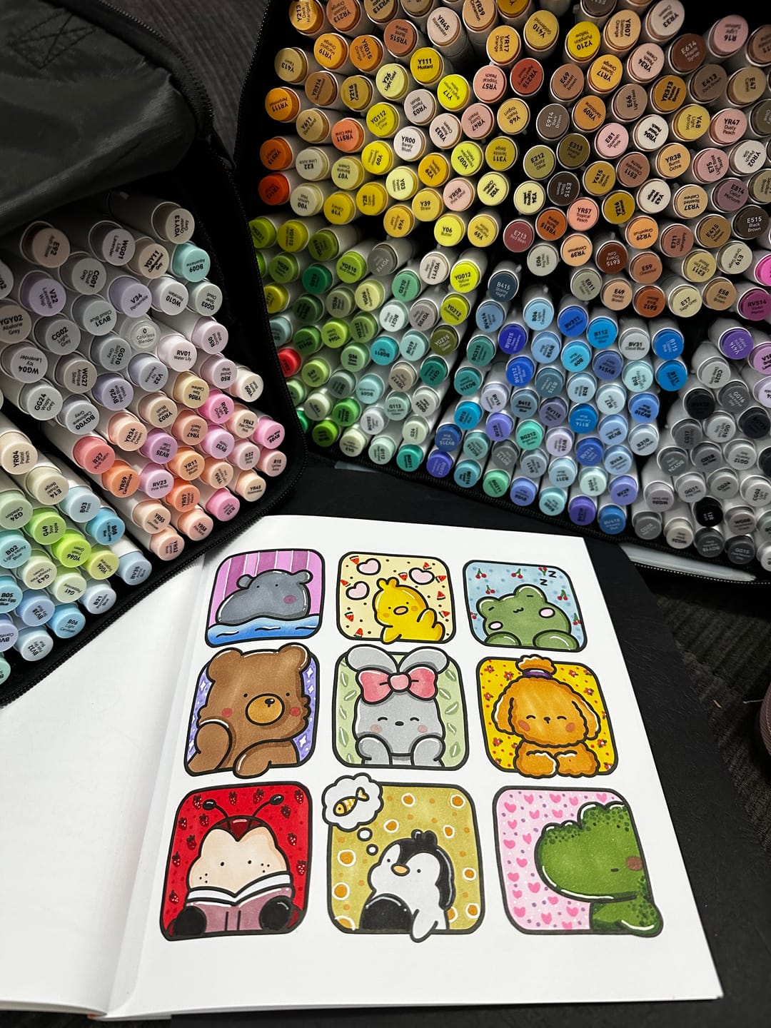 Customer photo review of Ohuhu Honolulu Brush Markers - Large Set