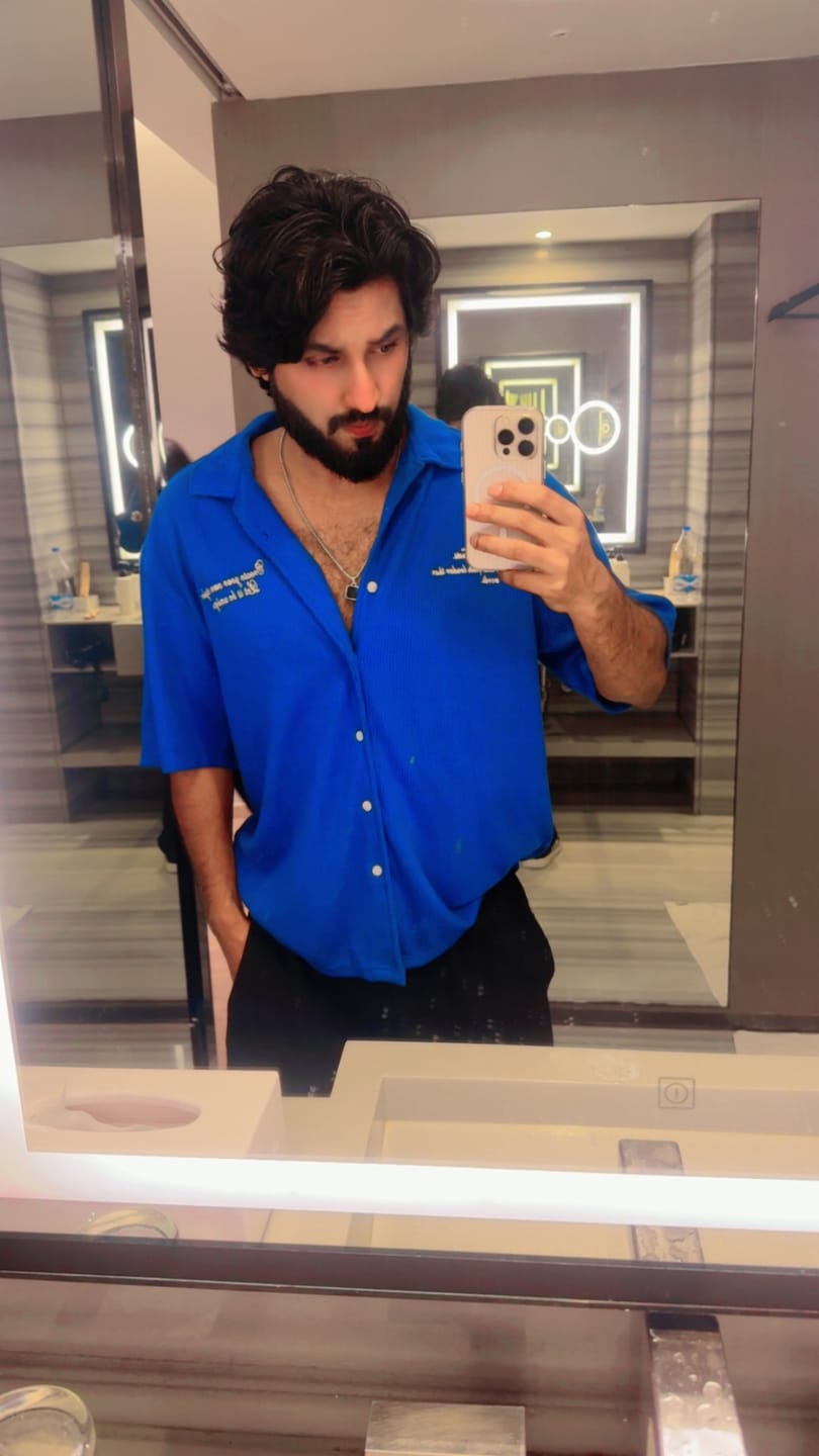 Customer photo review of Blue Printed Pin Stripe Shirt