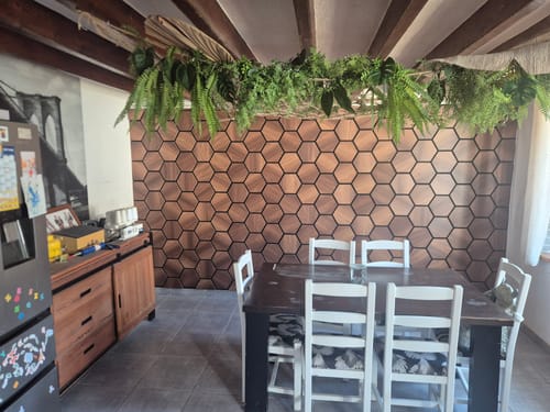 Customer photo review of Panneaux Hexagone Bois Acoustique Noyer 66 x 78 CM