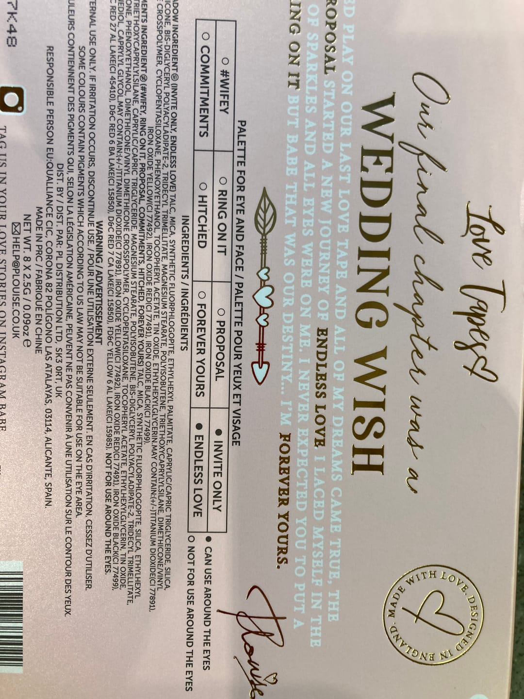 Customer photo review of Love Tapes Palette