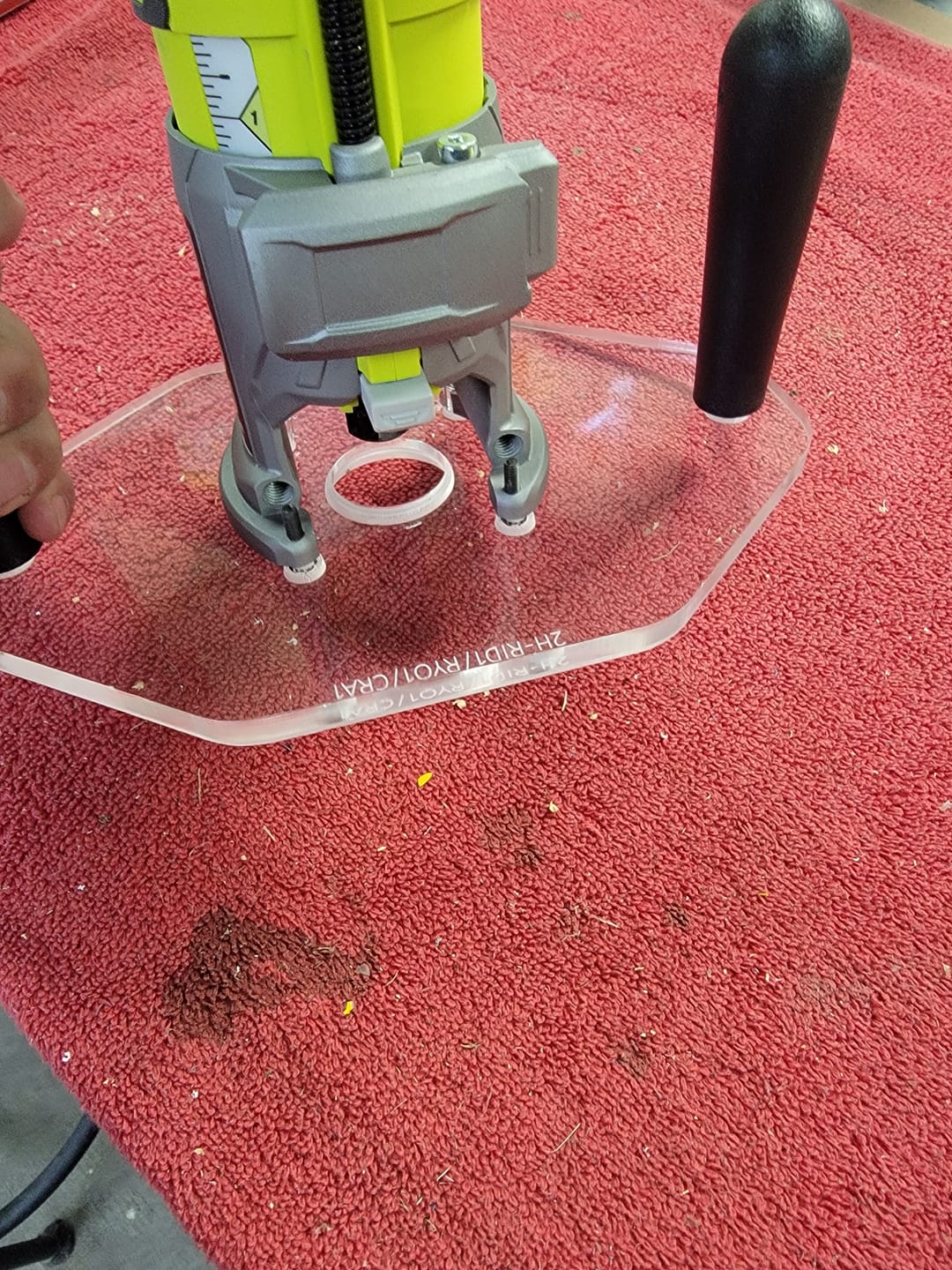 Customer photo review of Ryobi One+ (P601/PCL424B/PBLRR01) Palm/Trim Router Base Plate - Two Handle