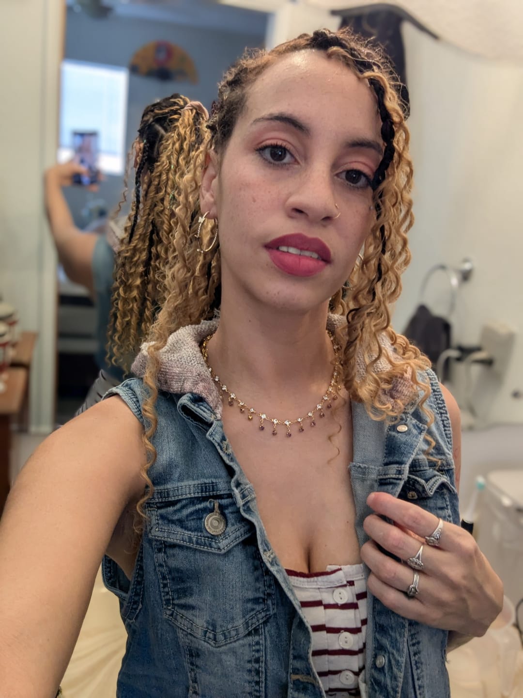 Customer photo review of Sensationnel Premium Too Feather Crochet Braids - WATER WAVE 14/18/22" - Human Hair Blend
